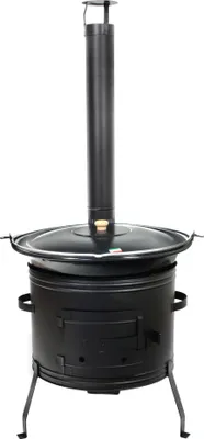 Produktbild von Grillplanet® Gulaschkanone 1,2 mm 39 cm inkl. 22 Liter Gulaschkessel und Deckel