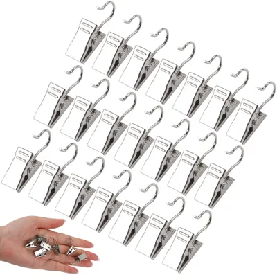 Productafbeelding van 30 stuks gordijnhaakjes, zilverkleurig, gordijnklemmen, mini-haken