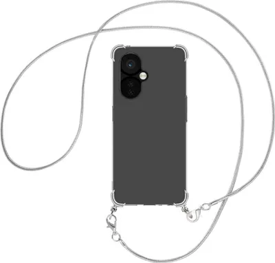 Produktbild von Handykette Backcover-Schutzhülle mit Band (Metall silberfarben) für OnePlus Nord CE 3 5G (6.7'') - silberfarbene Snake-Kette