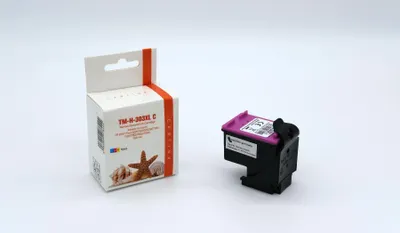 A product shot of an ink cartridge and its packaging against a white background.