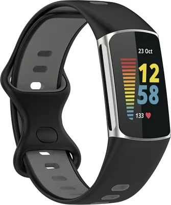 Produktbild von Strap-it® Fitbit Charge 5 Sportarmband (Schwarz/Grau)