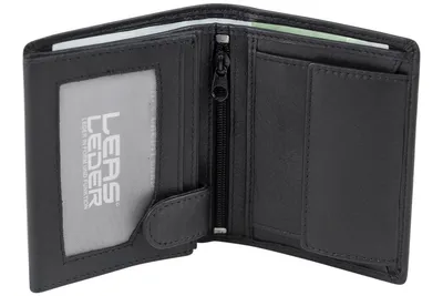 Produktbild von LEAS Mini-Kombibörse mit Riegel RFID- Schutz extra dünn im Hochformat Echt-Leder, schwarz Mini-Edition