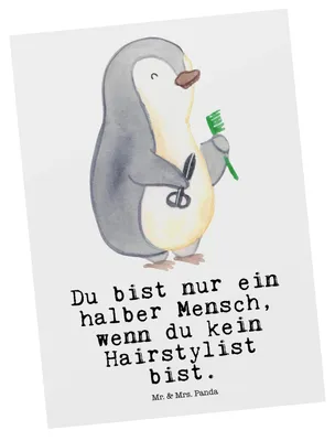 Produktbild von Mr. & Mrs. Panda bildkarte Hairstylist Herz - Weiß - Geschenk, Postkarte, Grußkarte, Beruf, Friseursalon, Ansichtskarte, Frisör, Coiffeur, Postkarten, Kunstkarten, Spruch