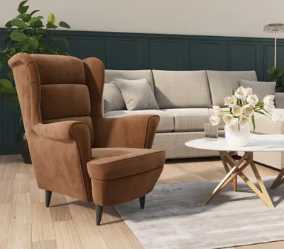 Image de The Living Store fauteuil en velours brun
