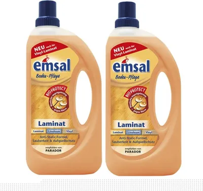 Produktbild von 2x emsal Boden-Pflege Laminat 1 Liter mit Bioprotect - für Laminat, Linoleum &