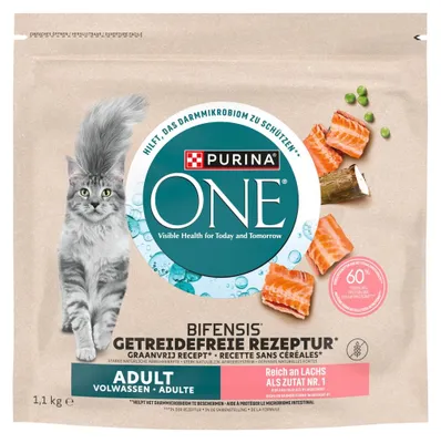 Zdjęcie produktu dla Purina ONE Bifensis Adult 1,1kg Sucha Karma Dla Kota z Łososiem