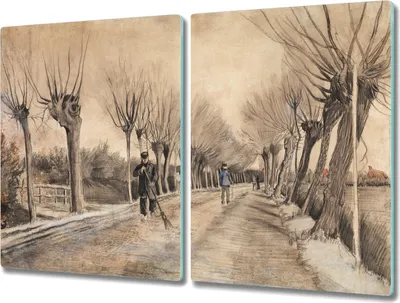 Produktbild von Coloray Kochplattenabdeckung Herdabdeckplatte 2x40x52 cm Hackbrett Schneidebrett Küchenbrett - Straße in Etten Van Gogh