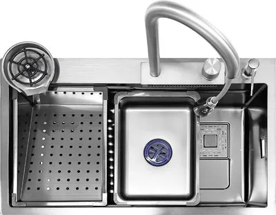 Immagine prodotto di Lavello cucina da incasso una vasca 74x45x20H inox spazzolato SA3541 con accessori