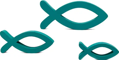 Produktbild von Oblique Unique Deko Fisch 3er Set Fische aus Holz in türkis - Tisch Dekoration für Taufe Kommunion Konfirmation Taufdeko
