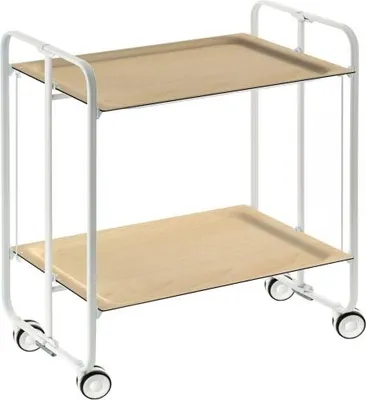 Produktbild von DON HIERRO - Klappbarer Servierwagen BAUHAUS mit Rollen – Metallgestell weiß, 2 Ebenen, 4 Positionen