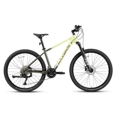 Produktbild von ROCKBROS MT300 Mountainbike 27,5 Zoll mit 18 Gang(2*9) MTB für Herren und Damen Aluminium Mokkabraun+gelb M(18 Zoll Rahmen)
