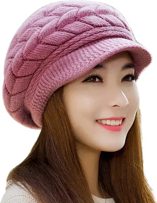Produktbild von Frauen Winter einfarbig warm gestrickt Baggy Beret Beanie Hut Slouch Ski Cap