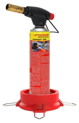 Produktbild von Rothenberger Industrial Hochleistungs-Lötbrenner Set ROFIRE mit Piezo inkl. Multigas 600 ml mit Standfuß - 1500005599