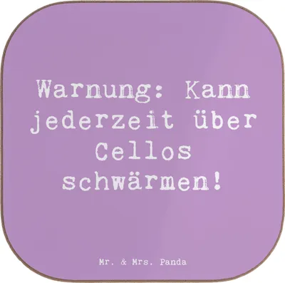 Produktbild von Mr. & Mrs. Panda weinflaschenuntersetzer Spruch Cello Schwärmerei - Lavendeltraum - Geschenk, Instrument lernen, Getränkeuntersetzer, Musikinstrument, Holzuntersetzer
