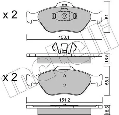 Produktbild von METELLI Bremsbeläge Satz Vorne Bremsklötze für FORD Fiesta Mk5 Schrägheck (JH1, JD1, JH3, JD3) 22-0316-0