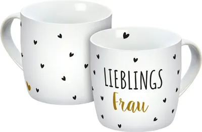Produktbild von Tasse Lieblingsfrau weiß Herzen 300ml