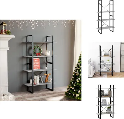 Produktbild von vidaXL Bücherregal 4 Fächer Betongrau 80x30x140 cm Holzwerkstoff - Bücherregale & Bücherschränke