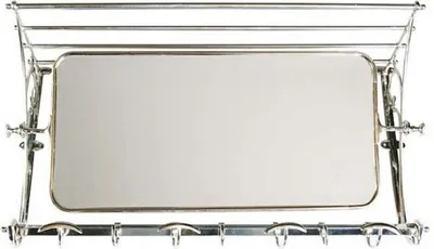Produktbild von Französische Luxus Wandgarderobe mit Spiegel Silberfarben Edelstahl Garderoben Halter Mod Strasbourg - Garderobe Antik Stil Barock Jugendstil  Hotel, Cafe Restuarant Möbel