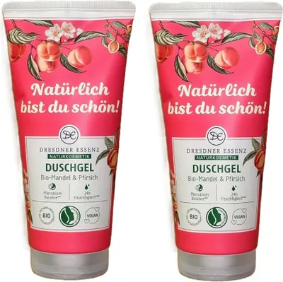 Produktbild von 2x200 ml Dresdner Essenz Duschgel Bio-Mandel & Pfirsich
