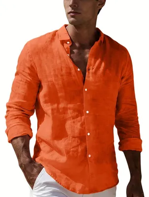 Productafbeelding van Currero Linnen Blouse Heren Oranje-Rood L
