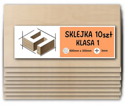 Zdjęcie produktu dla Sklejka brzozowa, formatki prostokątne do cięcia laserem i grawerowania – CNC, modelarstwo, pirografia, decoupage, malowanie, dekoracje i rękodzieło DIY – klasa 1 – 30 × 60 cm (300 × 600 mm) – 3 mm – 10 szt.