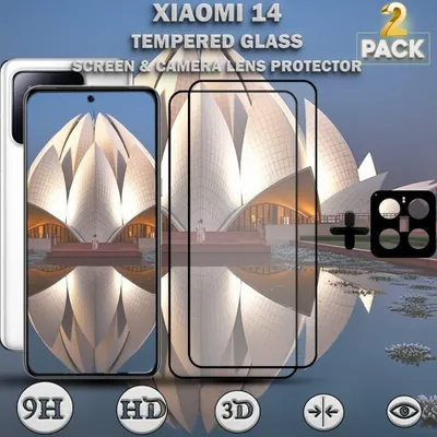 Obrázek produktu pro 2-balení XIAOMI 14 Ochranné sklo na displej & 1-balení ochrana objektivu - Tvrzené sklo 9H - Super kvalita 3D