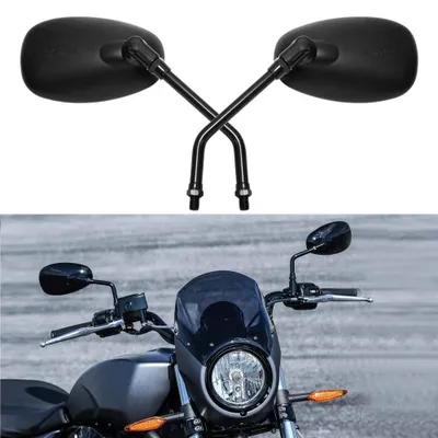 Image de Miroir de moto noir ovale de 10 mm, compatible avec différents modèles de moto