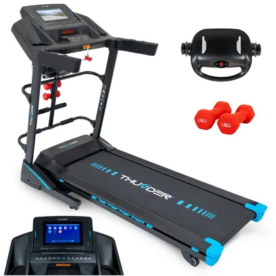 Produktbild von Elektrisches Laufband THUNDER RONX-DS-TFT-BLACK 3 HP mit 10,1 Zoll TFT Android Display WLAN Bluetooth 18 km/h 15 Steigungsstufen bis 150 kg