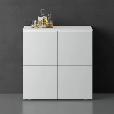 Produktbild von doporro Sideboard Kommode 76 cm in Matt Weiß Aufbewahrungsschrank Bodenstehend für Ihren Wohnbereich Viel Stauraum Schrank 04