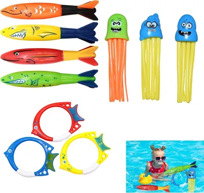 Produktbild von Tauchspielzeug-Set 10-teilig, Poolreifen, ABS, für Schwimmbad