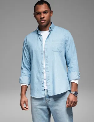 Zdjęcie produktu dla Ombre Clothing Męska koszula dżinsowa Mataio jasnoniebieski L