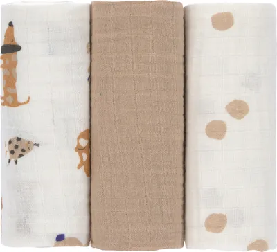 Produktbild von Swaddle & Burp Blanket M Little Mateys royal blue 3 pcs ass., 60 x 60 cm