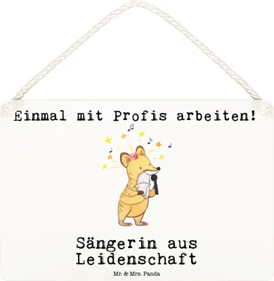 Produktbild von Mr. & Mrs. Panda Schild Sängerin Leidenschaft DIN A6 - Weiß - Geschenk, kleine aufmerksamkeit, Türschild, sprüche, Wandbild Holz, holzbild