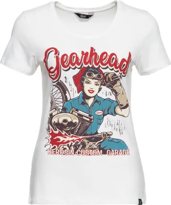 Produktbild von Queen Kerosin Gearhead Damen T-Shirt (White,XXL)