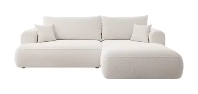 Ecksofa mit Schlaffunktion, L-Form, links, grau, Velours, 260x165x93 cm