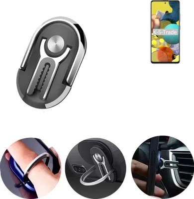 Produktbild von K-S-Trade 3in1 Smartphone-Ring Handy-Ring kompatibel mit Oppo A93 5G Fingerhalterung  Handyring Tischständer Lüftungsgitter-Halterung Tisch Ständer