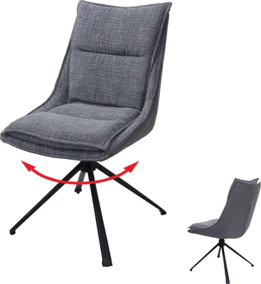 Image de Chaise de salle à manger HWC-N71, chaise de cuisine, pivotante Auto-Return, tissu/textile (420g/m²) Öko-Tex ~ gris