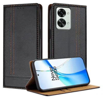 Obrázek produktu pro Pouzdro na mobilní telefon pro OnePlus Nord 2T kožené flipové ochranné pouzdro s funkcí stojánku černé
