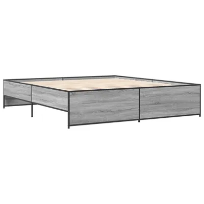 Produktbild von Bettgestell Grau Sonoma 180x200 cm Holzwerkstoff und Metall