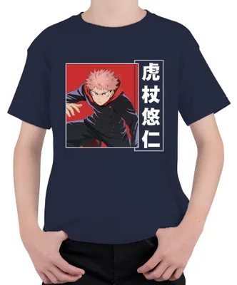 Immagine prodotto di Maglietta Jujutsu Kaisen Yuji Itadori Anime Manga Regalo Fan Action Unisex Bambini, Navy, 152