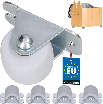 Produktbild von KOTARBAU® 4er Set Transportrollen 33 mm Gummi Univer. Stahlrahmen Möbelrollen Alle Böden Lenkrollen Kisten Fix Schieberollen Werkzeugrollen Bockrollen