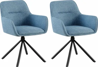 Produktbild von CLP 2er Set Stuhl Tipton Stoffbezug schwenkbar und mit Rückenlehne blau