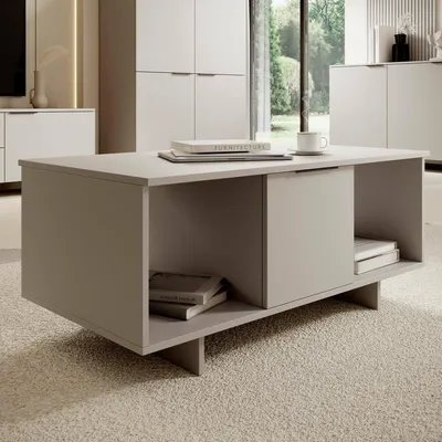 Image de Rhos - Table basse, 100x55x55h cm Beige, 3 compartiments