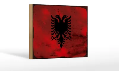 Produktbild von Holzschild Flagge Albanien 18x12cm Flag Albania Rost