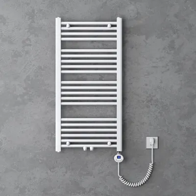 Image de doporro Radiateur de Salle de Bain Sèche-Serviette 100x50cm Radiateur Tubulaire Vertical Chauffage Électrique Blanc avec Résistance pour Radiateur 600W