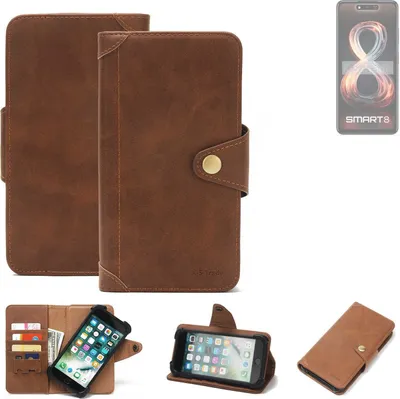 Produktbild von K-S-Trade Handyhülle kompatibel mit Infinix Smart 8 Schutz Hülle Walletcase Bookstyle Tasche Case Handytasche Wallet Flipcase Cover PolyurethanBraun (1x)