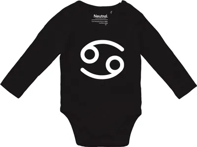 Produktbild von Huuraa Baby Body Krebs Sternzeichen Zeichen 80 Black  Baumwolle Fairtrade Langarmbody Geschenkidee
