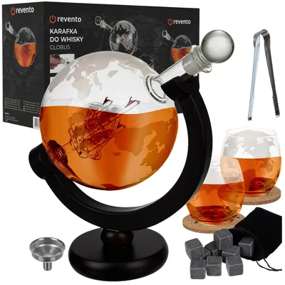 Image de REVENTO® Carafe à whisky - Coffret cadeau Whisky Cadeau pour un homme Carafe à décanter en verre 900ML, Verres à whisky