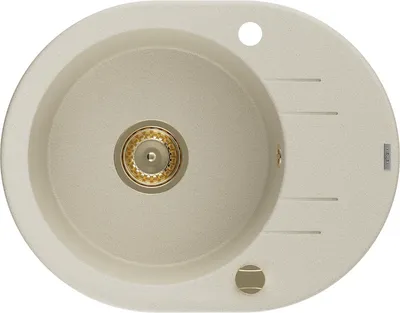Produktbild von Mexen Kevin Granitspüle mit einem Becken und einer Abtropffläche 586 x 458 mm, Beige, Siphon Gold - 6517581005-69-G
