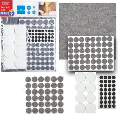 Produktbild von Selbstklebende Filzgleiter - Anti-Scratch Bodenschutz Filz – Weiß – Schwarz – Grau – 125 Stück – Möbel Filz selbstklebend - Bodenschutz Für Stühle Und Möbel Filz